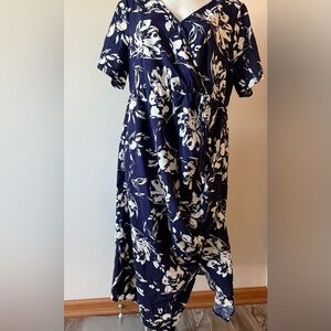 Floral Navy and White Dress